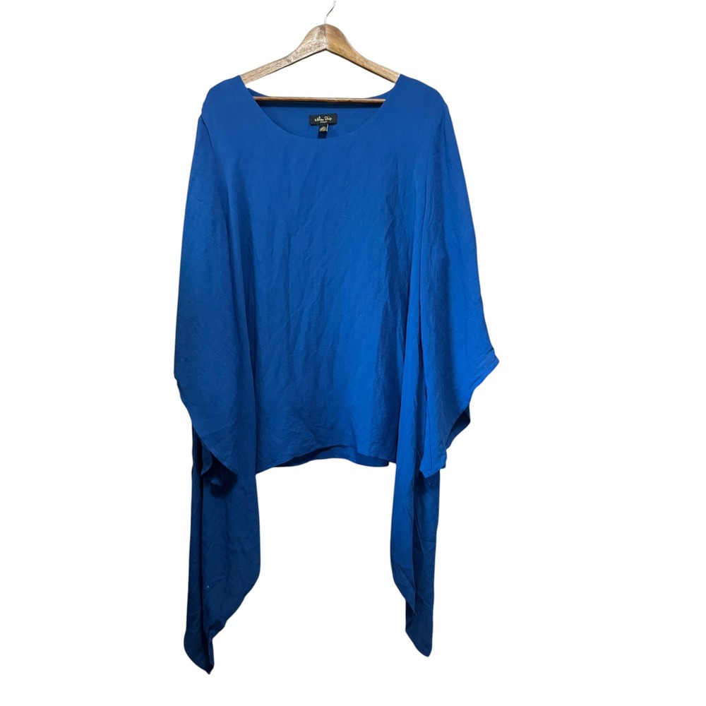 Melissa Paige Blouse Women 2X Blue Excellent Draped Split Sleeve Textured Top